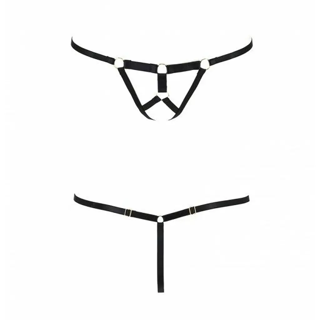 Трусики стрінги зі стреп Passion Exclusive ARMANDA THONG S/M, black - фото 5