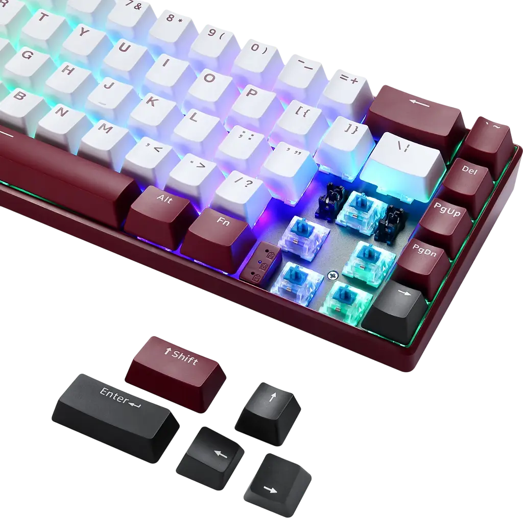 Клавіатура бездротова Motospeed BK67 Longhua RGB Blue Red (mtbk67rmb) - фото 3