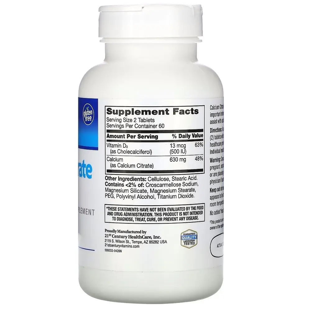 Вітаміни та мінерали 21st Century Calcium Citrate +D3 Maximum, 120 таблеток - фото 2