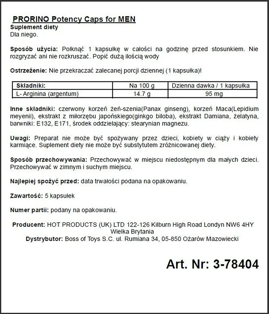Збудливі капсули для чоловіків Ero Prorino black line Potency (ціна за 5 капсул в упаковці) - фото 2