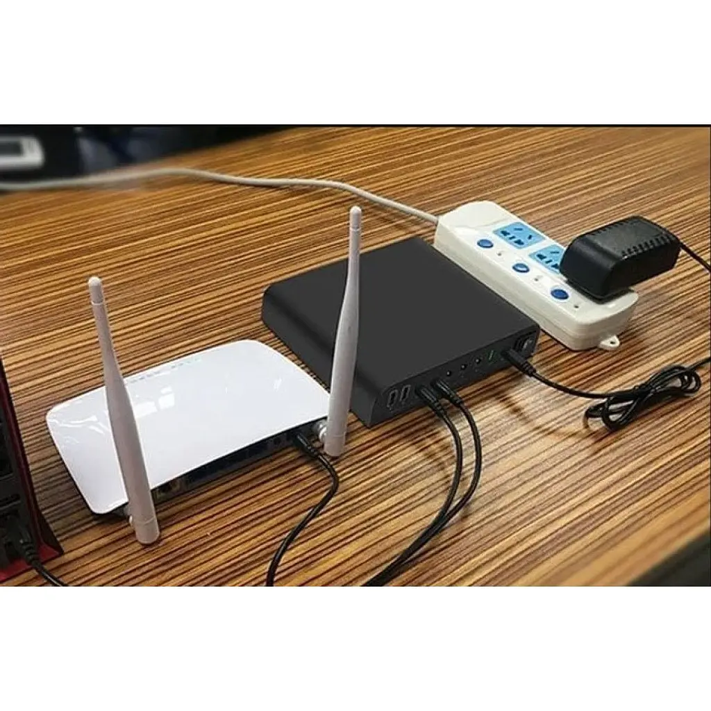 UPS для роутера DIY DC1936K 36W 12Vx3A 9Vx1A USB 19200mAh, комплект для сборки: ИБП+6xАКБ+БП+2 Кабеля, Black - фото 8