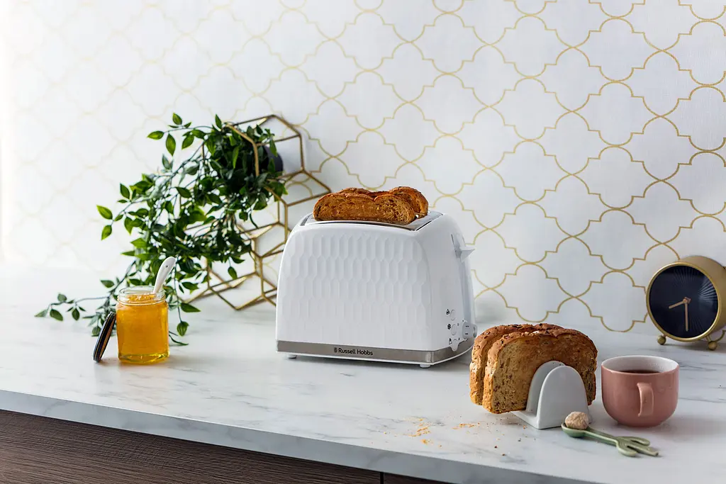 Тостер Honeycomb 850Вт, широкі слоти, пластик, білий Russell Hobbs kuh0014915 - фото 3