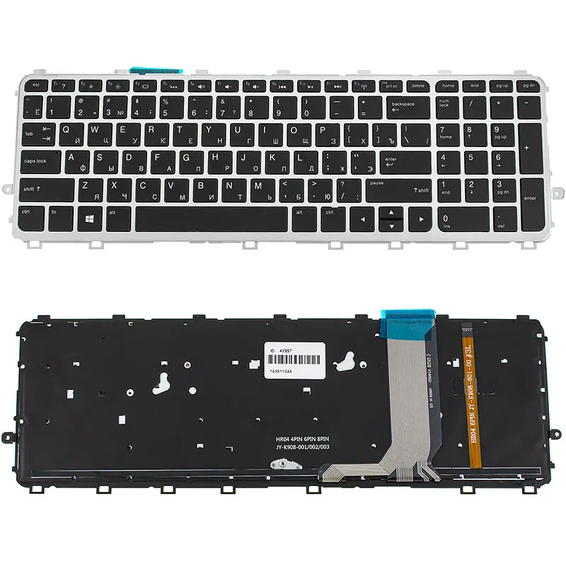 Клавіатура для ноутбука HP (Envy: 15-J, 15T-J, 15Z-J, 17-J, 17T-J series) rus, black, silver frame, підсвічування клавіш - фото 2