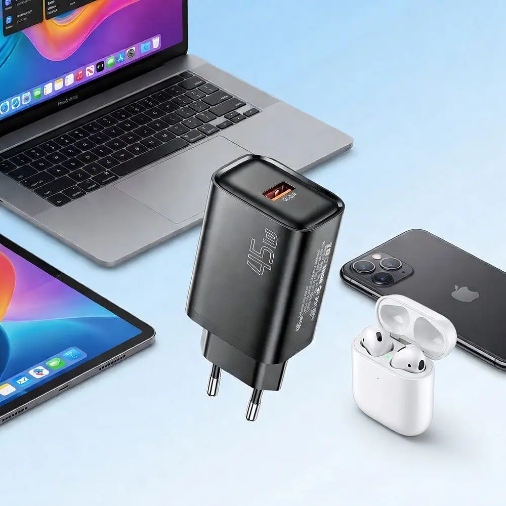 Мережевий зарядний пристрій Essager Flash 45W USB-A QC Чорний (ECT45W-RPB01-Z) - фото 5