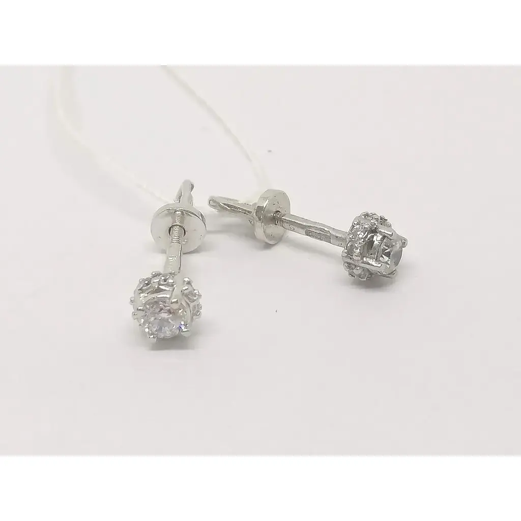 Золотые серьги-пуссеты Гаразд с фианитами. 3533382Б - фото 4