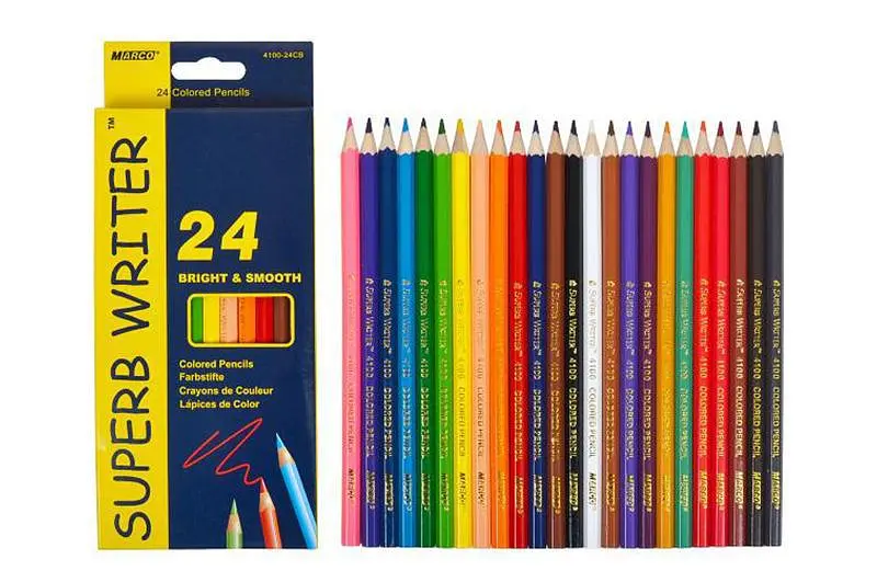 Набір кольорових олівців Marco Super Writer 24 кольори, шестигранний корпус із дерева (4100-24CB)