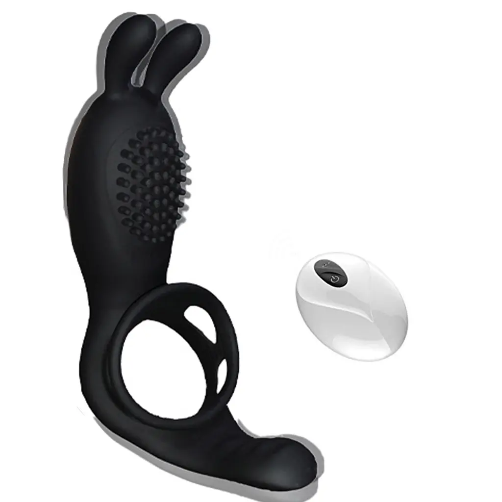 Ерекційне кільце B - Series Cute Rabbit Vibration, 11.7 см (чорний) - фото 4