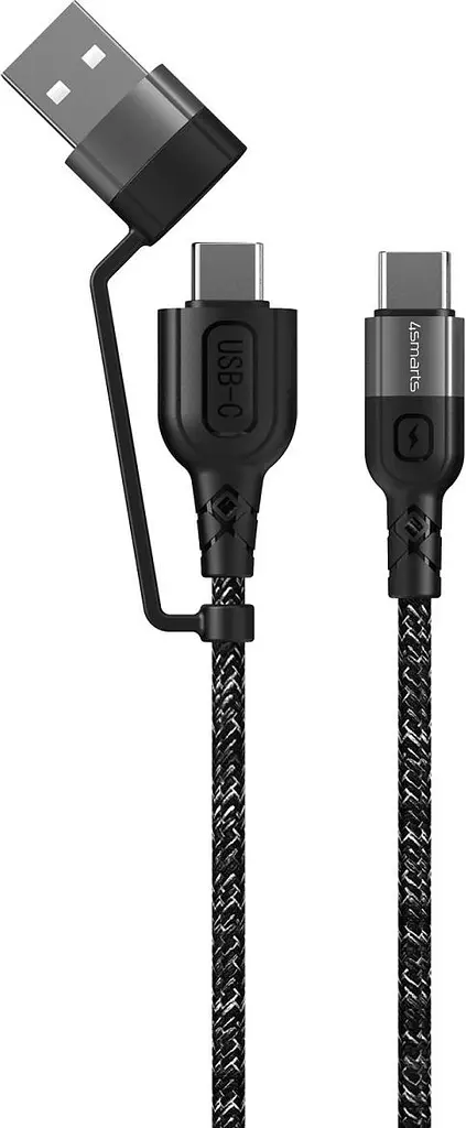 Кабель 4smarts 310 USB + USB Type-C - USB Type-C (M/M), 1.5 м, Чорний (4250774954856) - фото 4