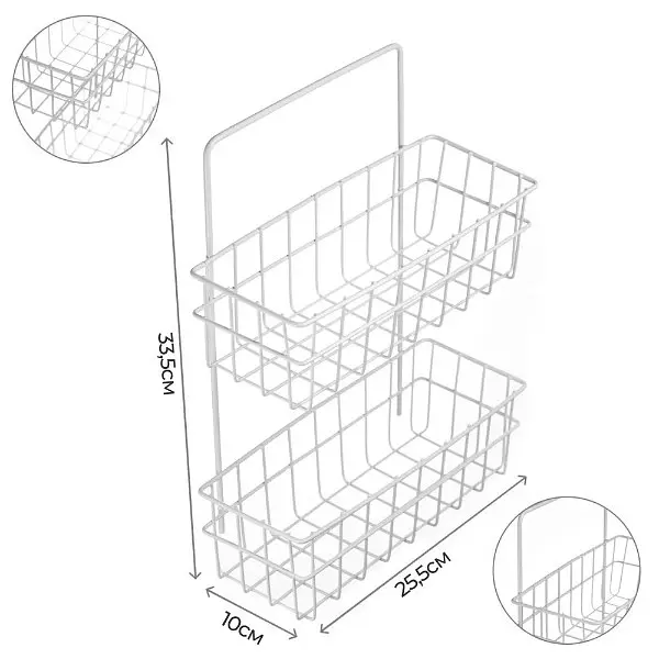 Настінна полиця-органайзер Stenson 25.5х10х33.5 см біла (25622) - фото 3