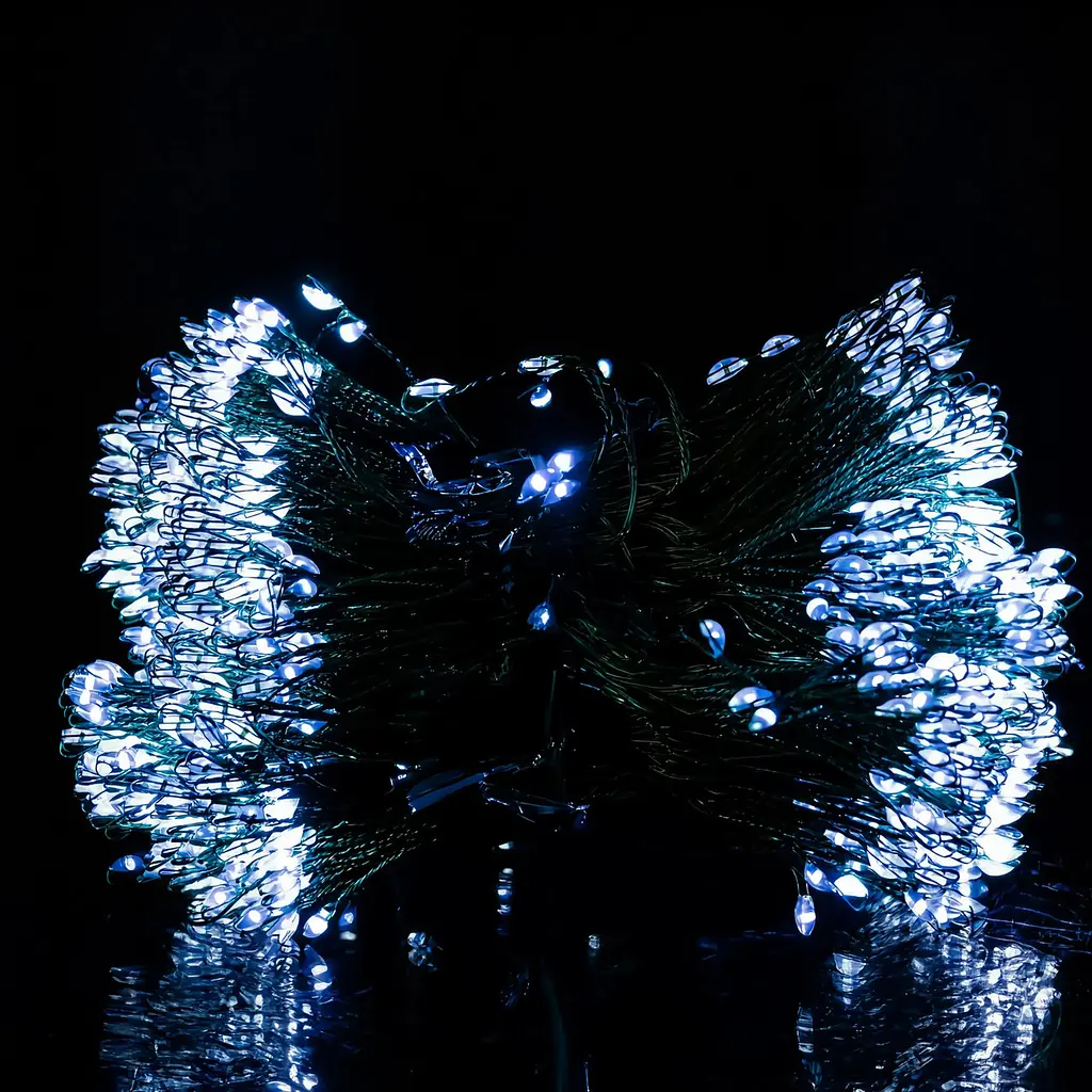 Гірлянда Кінський хвіст Мішура 1800 LED 20 ниток 3 м зелена, білий GarlandoPro D1800L3MGW - фото 6