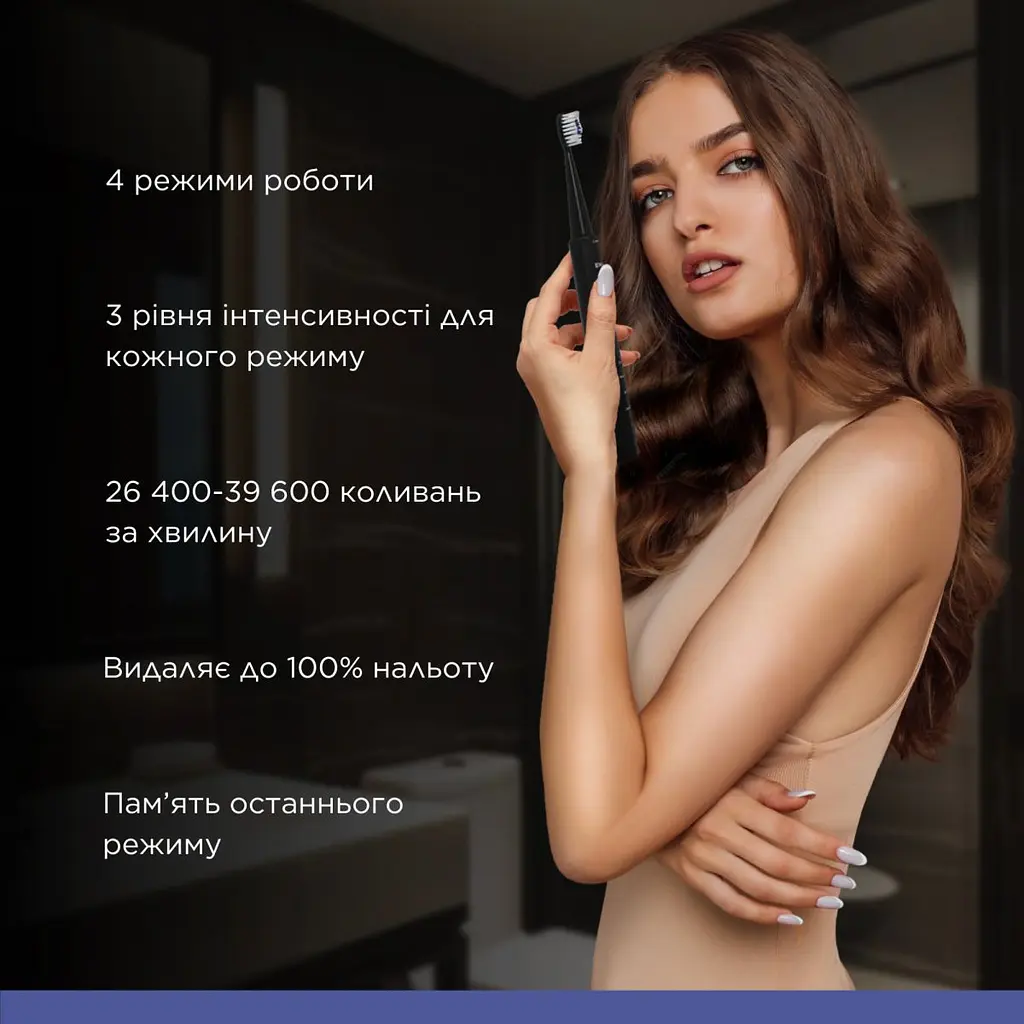 Електрична звукова зубна щітка чорна MED-870 B.Well - фото 10