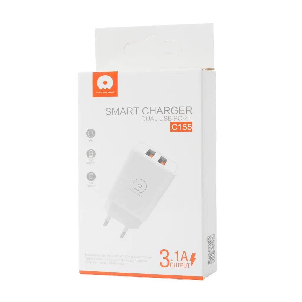 Мережевий зарядний пристрій WUW-C155 2USB 3.1A білий - фото 2