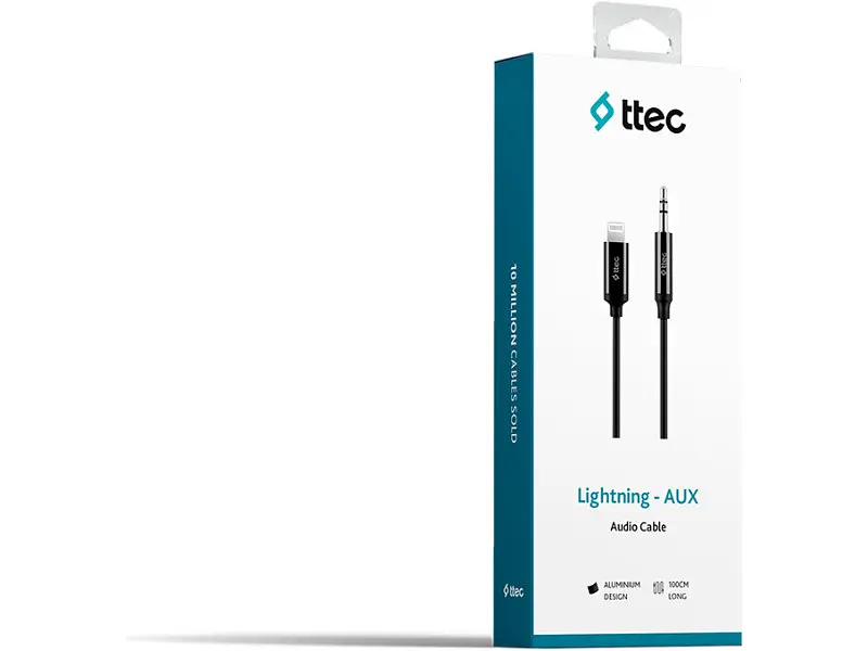 Аудіокабель Ttec 3.5мм - Lightning 1м Black (2DK42S) - фото 2