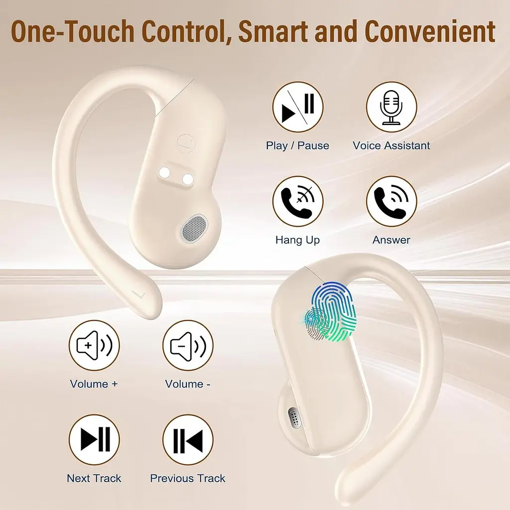 Наушники с открытым ухом, беспроводные наушники Bluetooth 5.4 с крючками для ушей, стереонаушники с открытым ушами 32H HiFi - фото 3