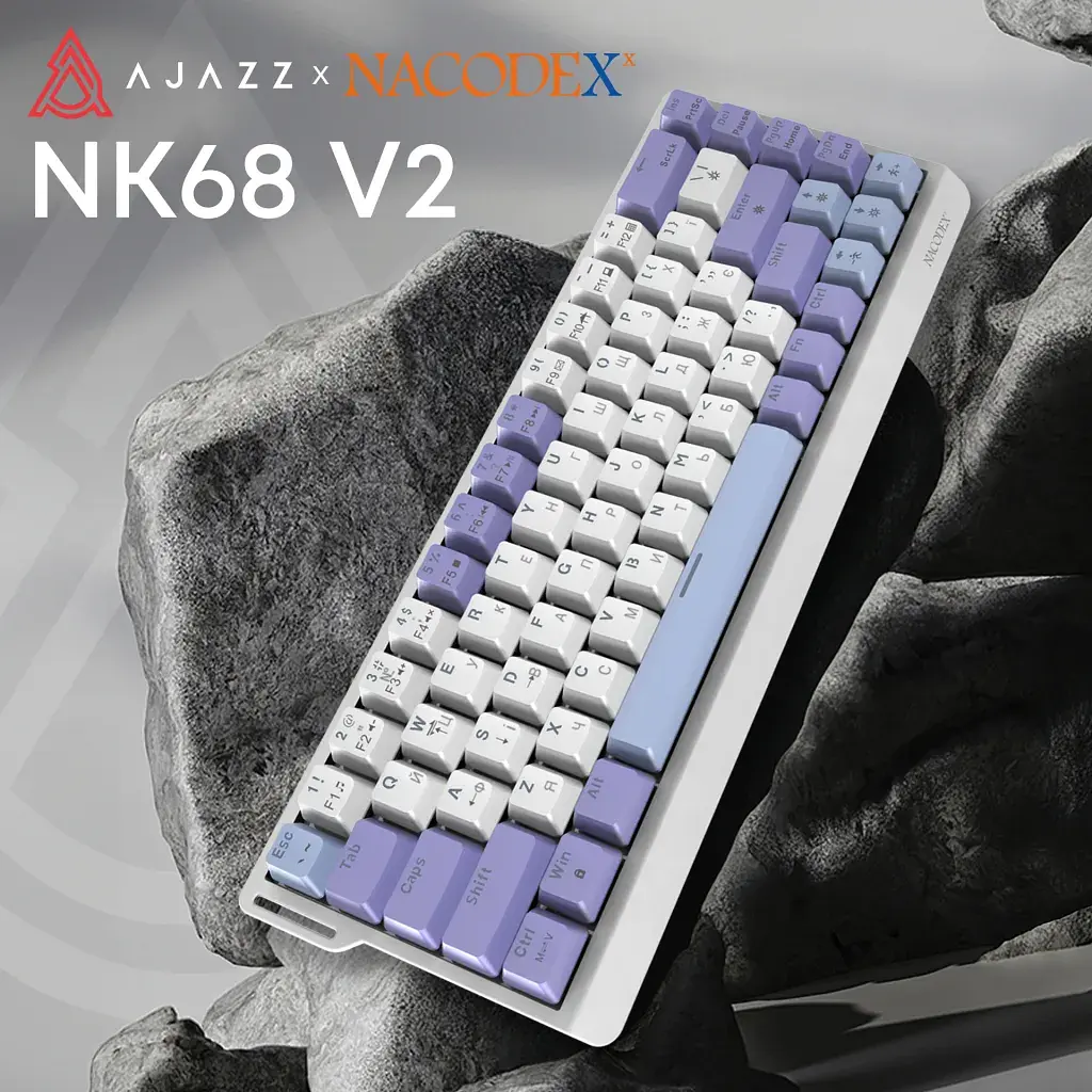 Клавіатура Ajazz NacodeX NK68 V2 Red Switch LED USB UA Purple/White/Blue (NK68-V2-R-PWB) - фото 5