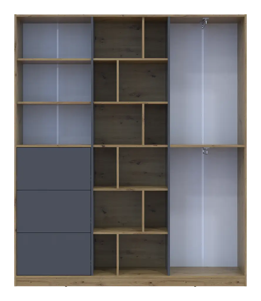 Шафа для одягу Doros Морган Дуб Артизан/Графіт ДСП/Ящики 180х38.5х210 (42002256) - фото 3