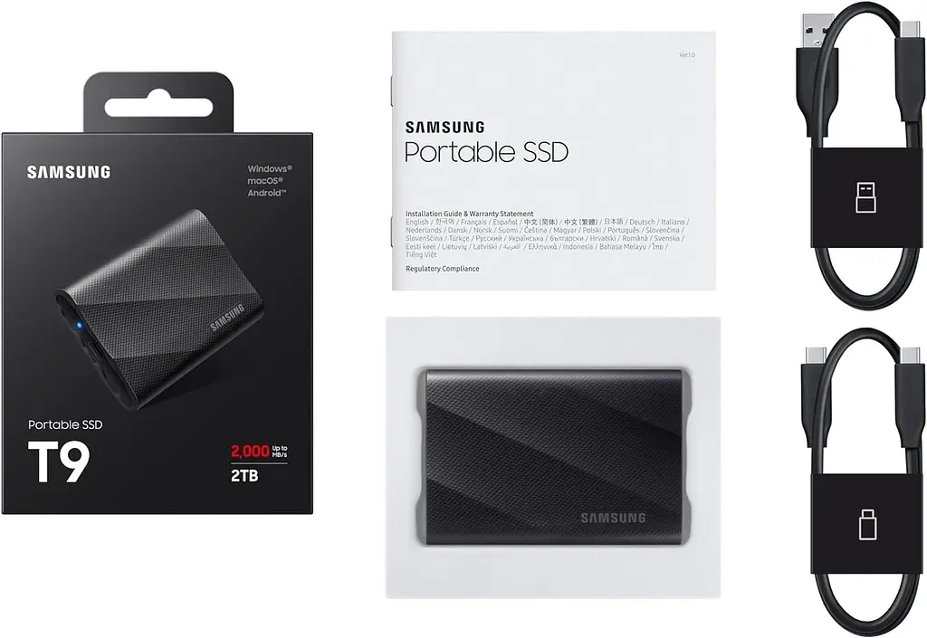 Накопичувач SSD Samsung SSD накопичувач 2TB USB3.2 T9 MU-PG2T0B/EU (MU-PG2T0B/EU) - фото 4