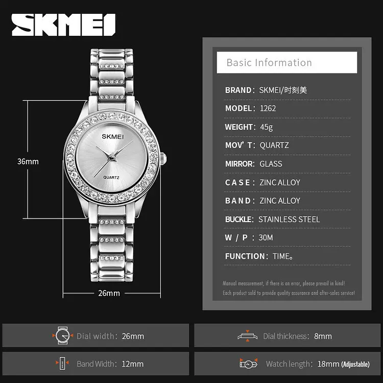 Жіночий класичнийгодинник Skmei 1262 (Сріблясті) - фото 3