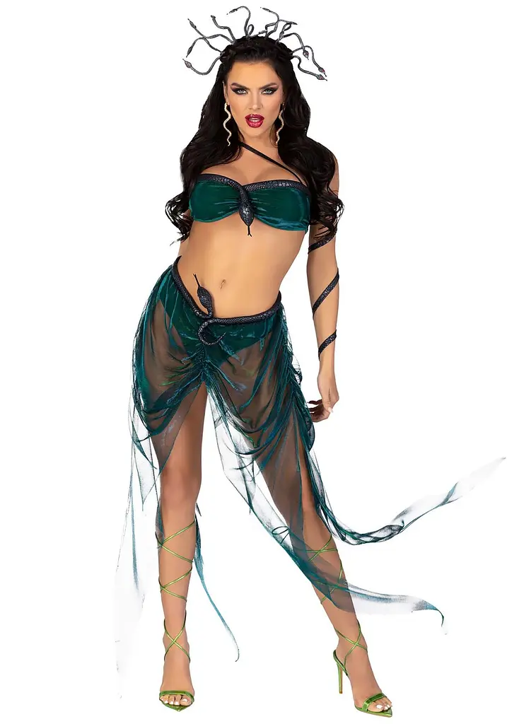 Еротичний костюм Медузи Горгони Leg Avenue Medusa Costume L, топ, спідниця, нарукавники, прикраси - фото 3
