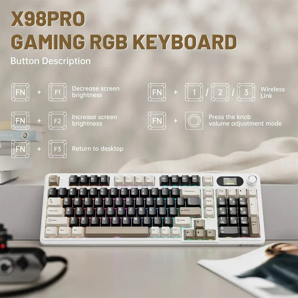 Клавіатура Attack Shark X98 Pro RGB Linear Blueberry Switch Cheese White (AS-6972792470559-CW-UA) [166778] - фото 10