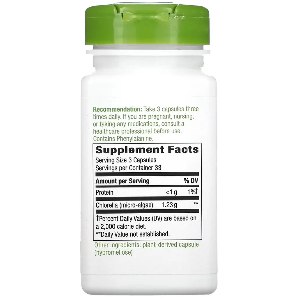 Хлорелла Nature's Way Chlorella Micro-Algae 1230 мг 100 вегетарианских капсул - фото 2