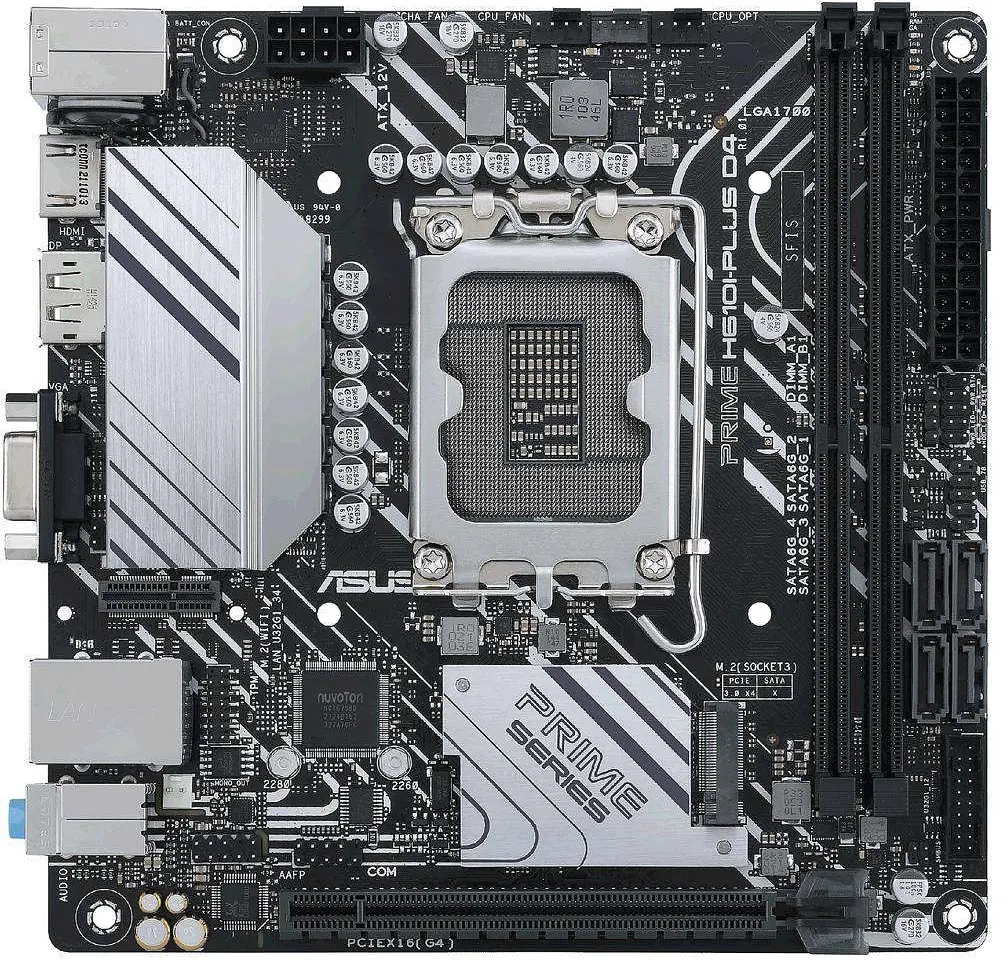 Материнська плата ASUS PRIME H610I-PLUS D4-CSM (PRIME H610I-PLUS D4-CSM) (Socket 1700, Intel H610, Mini-ITX)
