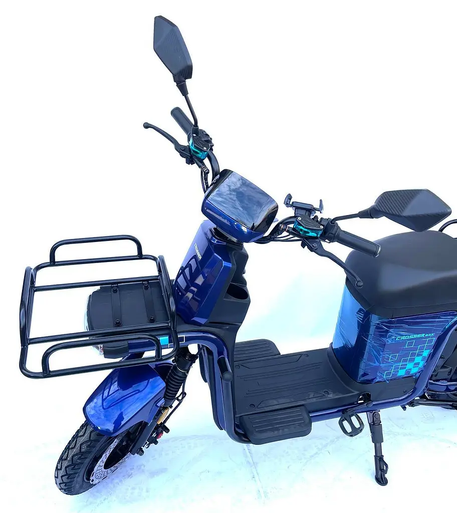Электроскутер Грузовой с двумя большими багажниками Crosser SUPER MAX 1200W 60V30AH Li-Fe | USB зарядка Синий - фото 6