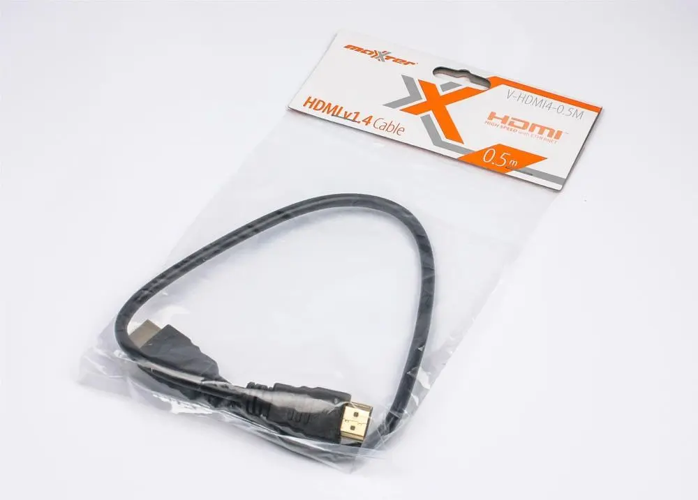 Кабель Maxxter HDMI - HDMI V 1.4 (M/M), 0.5 м, чорний пакет (V-HDMI4-0.5M) - фото 2