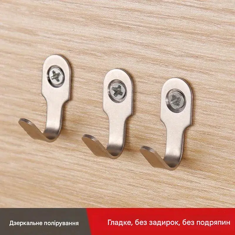 Набір металевих гачків (5 шт.) з гвинтами для кухні та ванної кімнати (Сріблястий) - фото 7