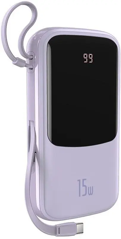 Power Bank Baseus Qpow Digital Display 10000mAh 15W with Lightning Cable (PPQD050105) Purple EU - фото 2