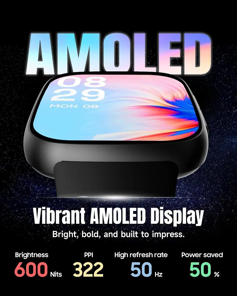 Смарт-годинник 1.85" AMOLED з Bluetooth-дзвінками, 3ATM, 100+ спортивними режимами та автономністю до 10 днів - фото 3