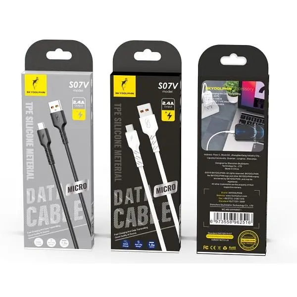 Кабель SkyDolphin S07V TPE High Elastic Line USB - micro USB (M/M), 1 м, White (SDUSB-000597) - фото 2