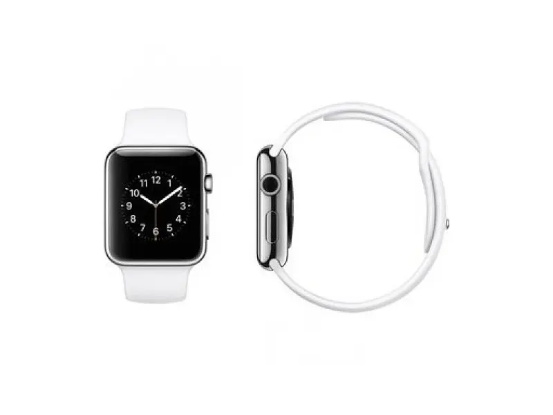 Смарт-годинник Apple Watch 42mm Stainless Steel Case with White Sport Band (MJ3V2) - фото 3