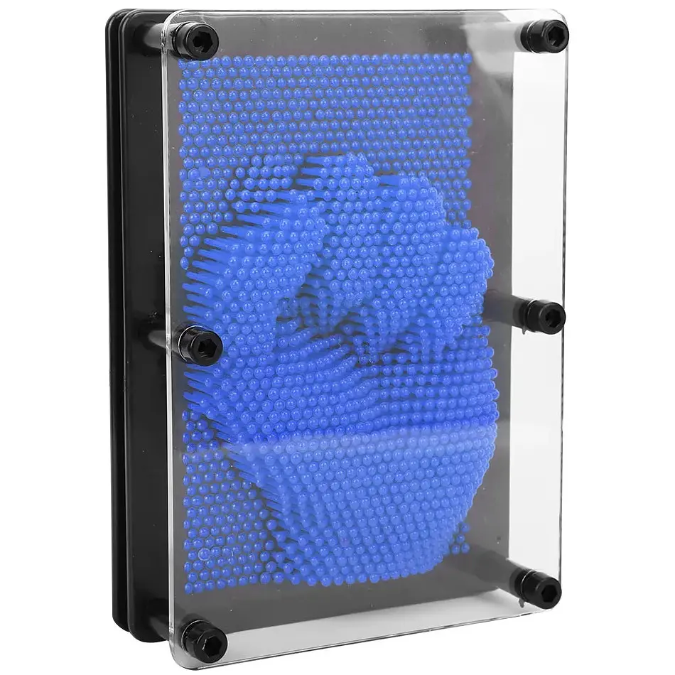 Експрес скульптор Pinart 3D Пін-арт іграшка для творчості та антистрес, сувенір з відбитком руки настільний декор 17.5 см синій - фото 4