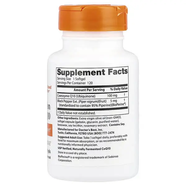 Коензим Q-10 High Absorption CoQ10 with BioPerine 100 mg 120 капсул Doctor's Best vit0005718 - фото 2