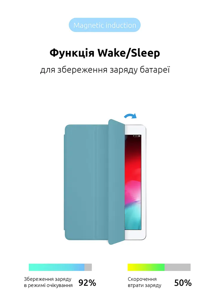 Чехол-книжка для планшета Apple iPad Air 10.9 (2020)/Air 10.9 M1 (2022), Original Smart Case, light blue, 10.9 , подставка на планшет, искусственная кожа, микрофибра, магнитная крышка с автоотключением экрана, ArmorStandart (ARM57405) - фото 4