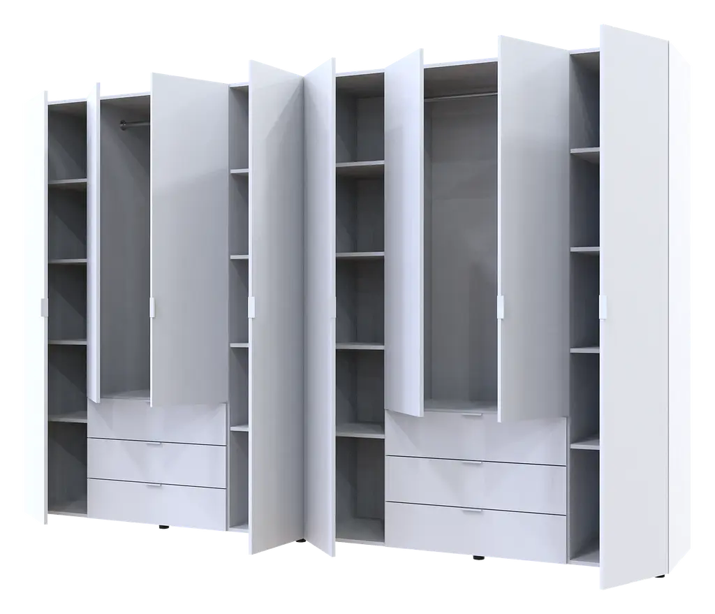 Шафа для одягу Doros Гелар розпашна комплект 4+4 ДСП 310х49,5х203,4 Білий (42002121) - фото 4