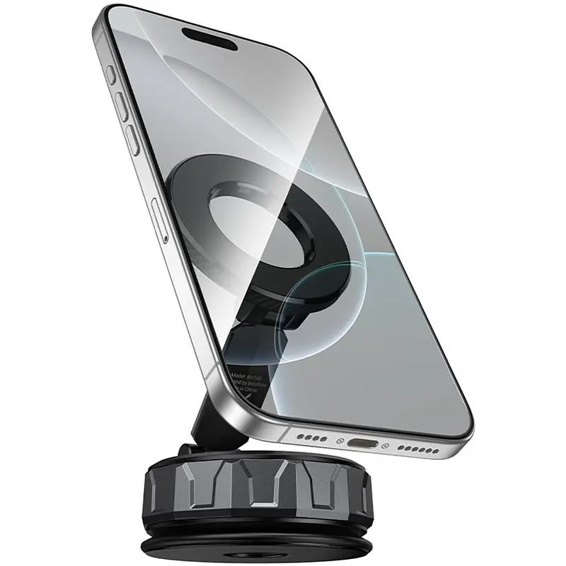 Автотримач Borofone BH140 Gloria Vacuum Suction Magnetic (center console) Black/Metal gray - фото 3