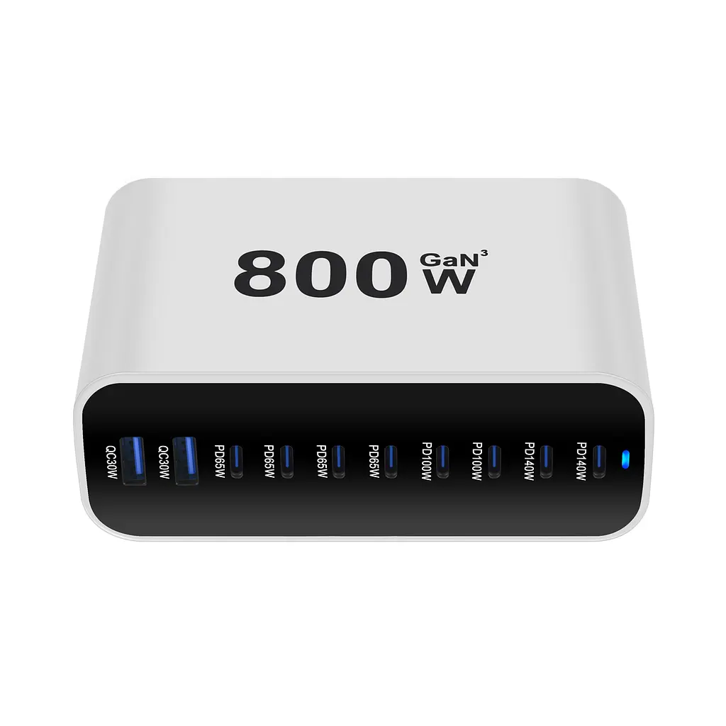 Мережевий зарядний пристрій No Brand GAN3 Pro YMS-615-800W 8Type-C 140-65W+2USBQC3.0-30W Білий (2911820485) - фото 3