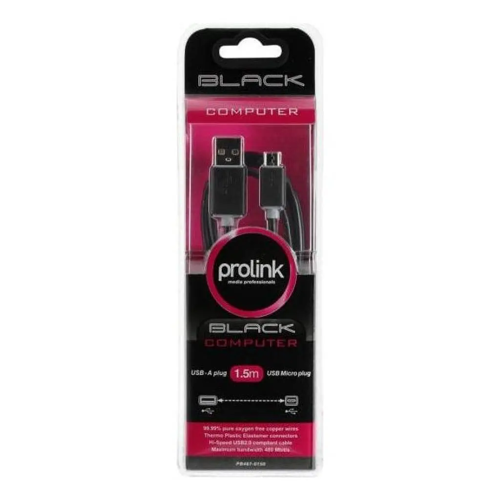 Дата кабель USB 2.0 AM to Micro 5P 1.5m Prolink (PB487-0150) - фото 4