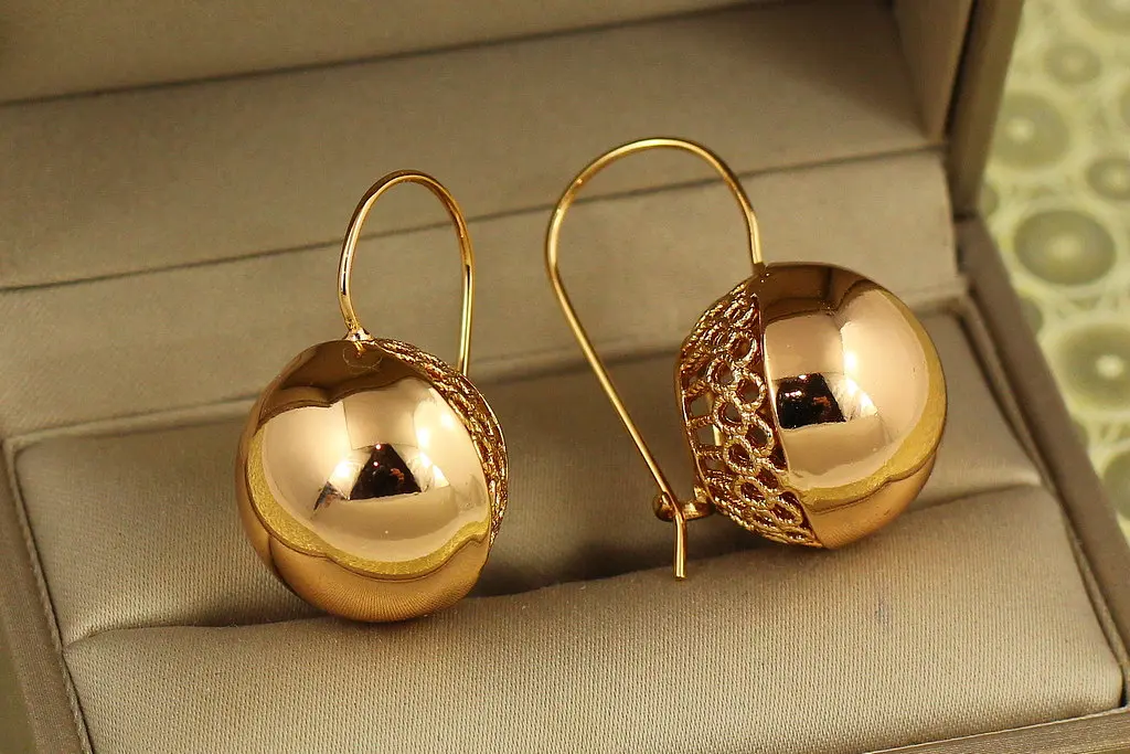 Сережки Xuping Jewelry Великі кулі 3,2 см 19 мм золотисті - фото 2