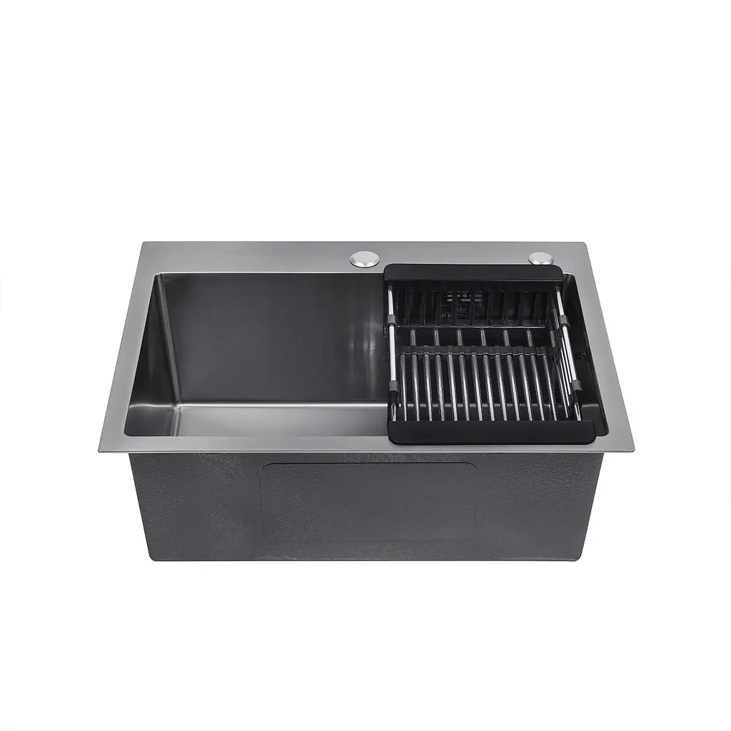 Кухонна мийка Kroner KRP Schwarze - 5843HM PVD (3,0/1,0 мм) CV022794, Чорний - фото 5