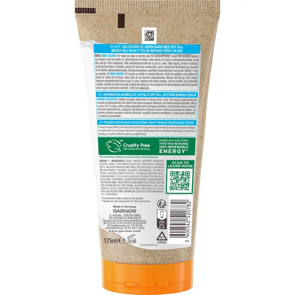 Солнцезащитное молочко для детей Garnier Ambre Solaire Kids, SPF50+, 175 мл - фото 2