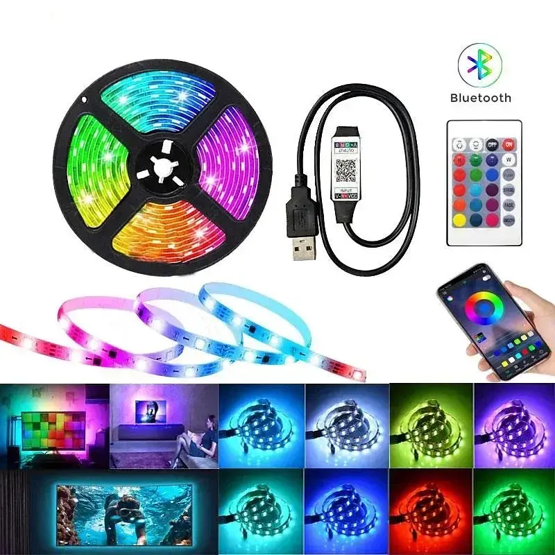 Світлодіодна стрічка LED керуванням з телефону Solar 5 м RGB з bluetooth 20 режимів світіння - фото 7