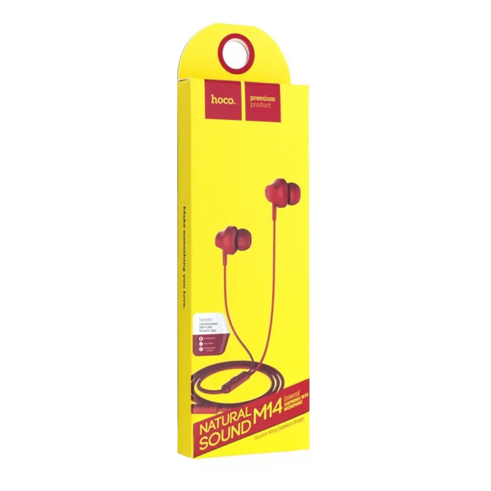 Навушники Hoco M14 initial sound universal earphones with mic Red - фото 2