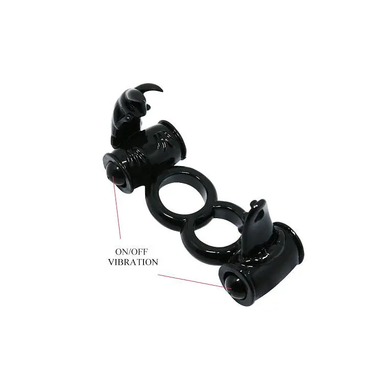 Подвійне ерекційне віброкільце Sweet Ring Double Penis Ring Black Baile BI-014079-1 21942 - фото 6