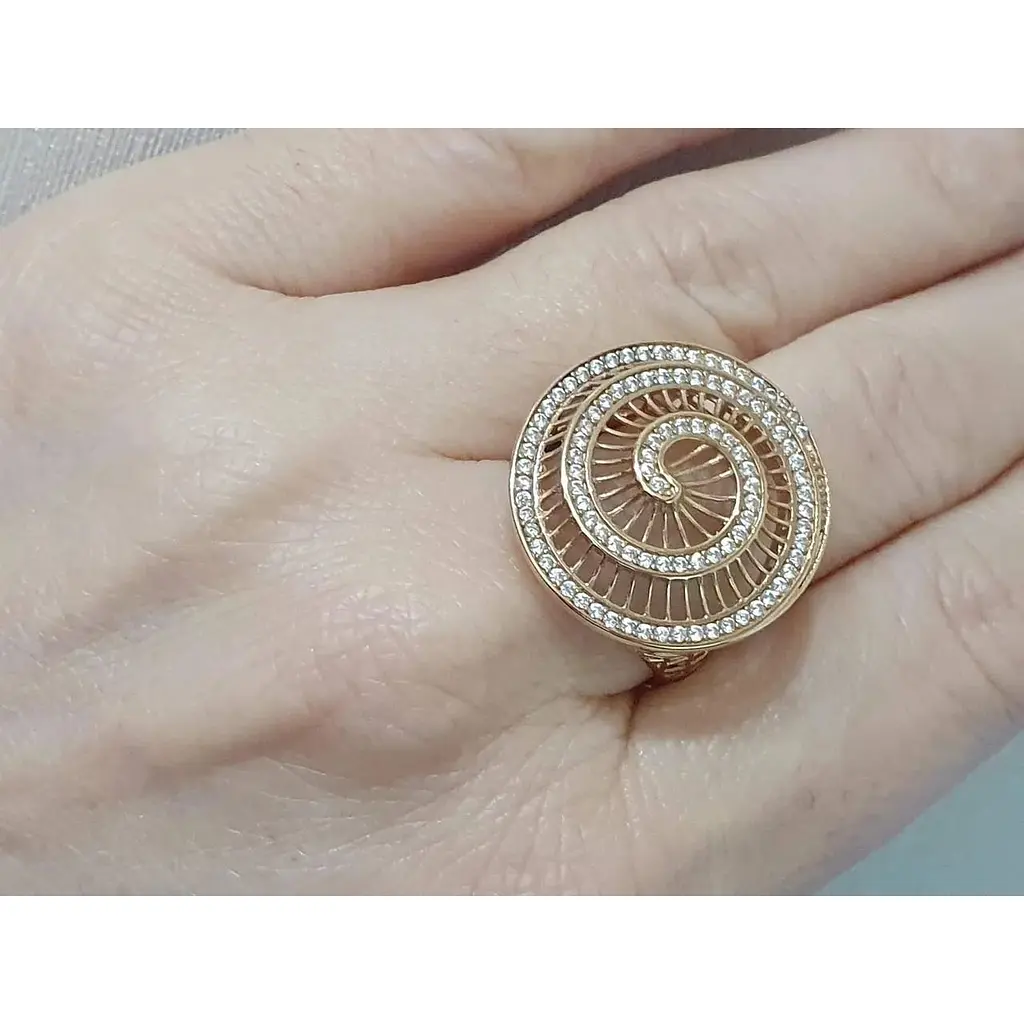 Золоте кільце Родинні коштовності з фіанітами. 1710347 19 - фото 2