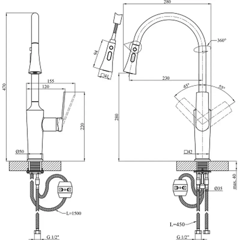 Змішувач Kroner KRP Makon-GRP030-T (CV033865) - фото 8