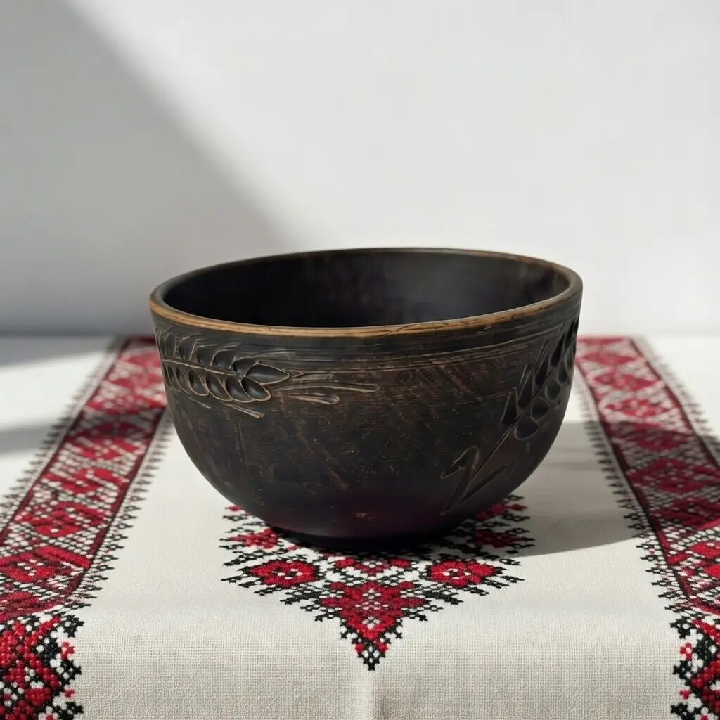 Салатник з червоної глини 700мл Колосок молочена кераміка Український глиняний посуд - фото 4