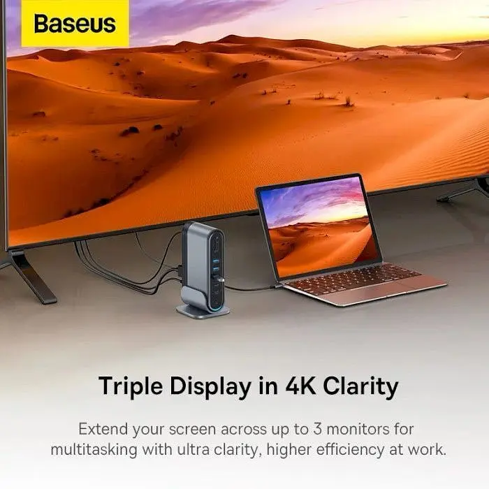 USB-хаб Baseus UnionJoy 17-Port Triple-Display Gray (B00532304811-00) [158346] - фото 10